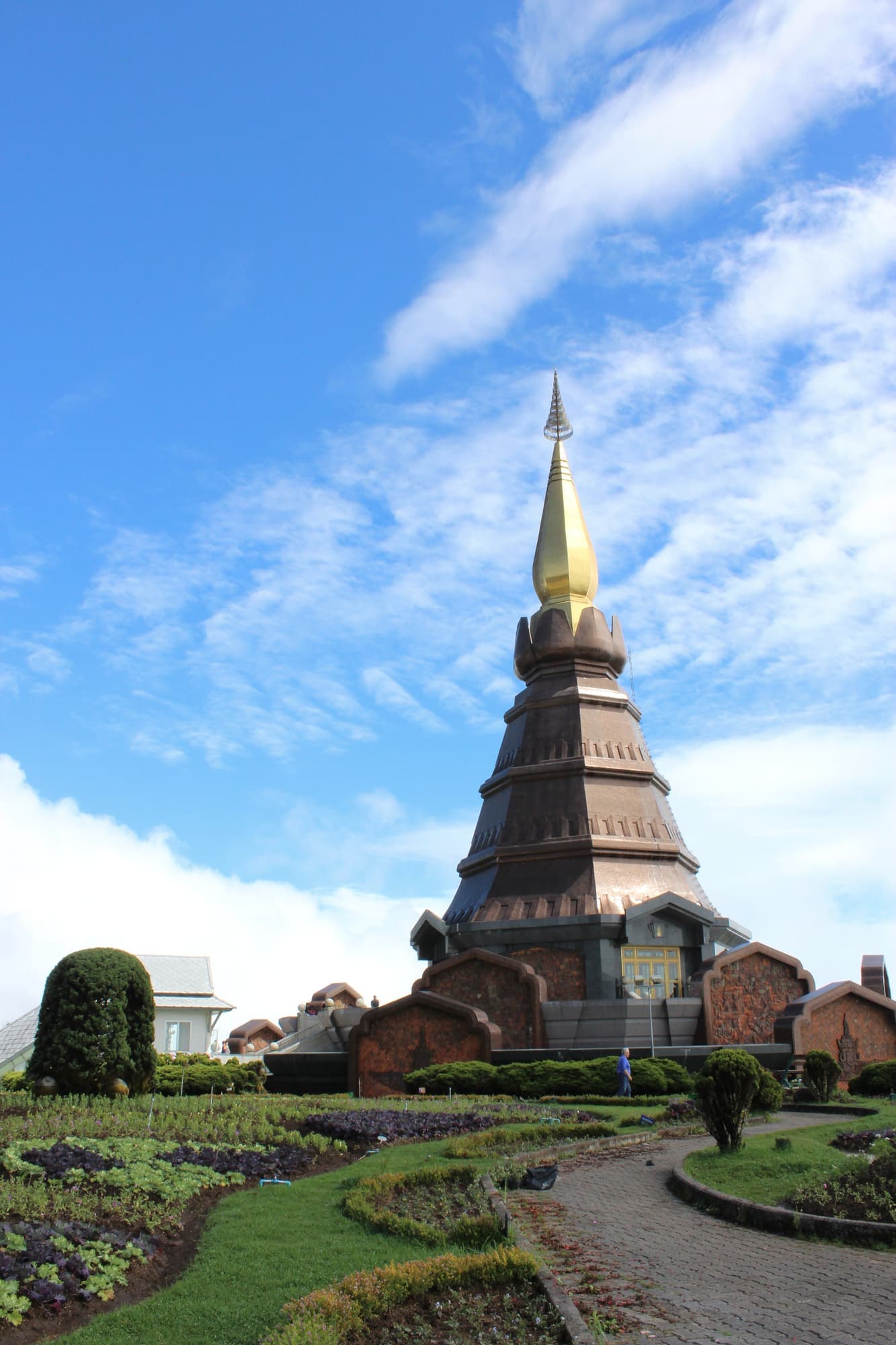 The King’s Pagoda on Doi Inthanon rising over its gardens